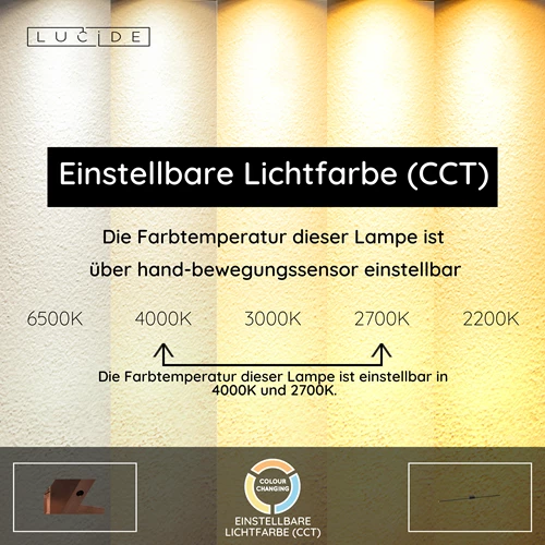 Lucide MARNIK - Wandleuchte - LED Dim. - CCT - 1x18W 2700K/4000K - Hand-Bewegungssensor - Schwarz | Premium - USP